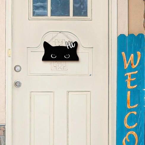 Funny Cat Sign Decor, Please Don't Let The Cat Out Front Porch Door Decor, Cat Wall Hanging Decor, Beware of Cat Signs for Home Cattery, Cat Gifts For Women, Catio Accessories, 12x6 Inch in Saudi Arabia