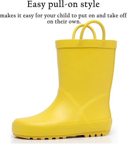 Kids Rain Boots with Easy-On Handles - Waterproof Rubber Boots for Girls & Boys, Fun Animal Patterns & Non-Slip Sole in Saudi Arabia