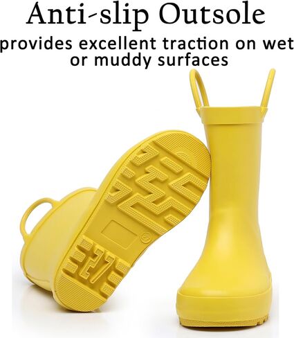 Kids Rain Boots with Easy-On Handles - Waterproof Rubber Boots for Girls & Boys, Fun Animal Patterns & Non-Slip Sole in Saudi Arabia