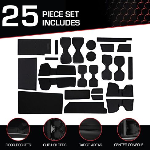 CupHolderHero Fits with Nissan Pathfinder Accessories 2013-2024 - Premium Custom Interior Non-Slip Anti Dust Cup Holder Inserts, Center Console Liner Mats, Door Pocket Liners 25pc Set (Black Trim) in Kuwait