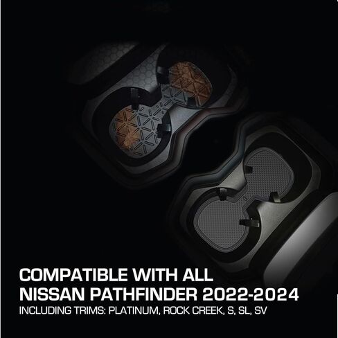 CupHolderHero Fits with Nissan Pathfinder Accessories 2013-2024 - Premium Custom Interior Non-Slip Anti Dust Cup Holder Inserts, Center Console Liner Mats, Door Pocket Liners 25pc Set (Black Trim) in Kuwait