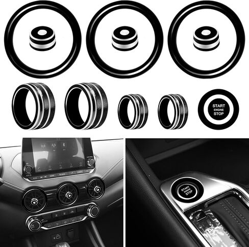 Cover Cover Cover Control Control Control Cover for Nissan Sentra 14th Gen 2025 2024 2020-2023 Volume Tune Air Vent Vent Ring Ring Cover Engine Start Button Accessories ، 12 pcs (Red) in Kuwait