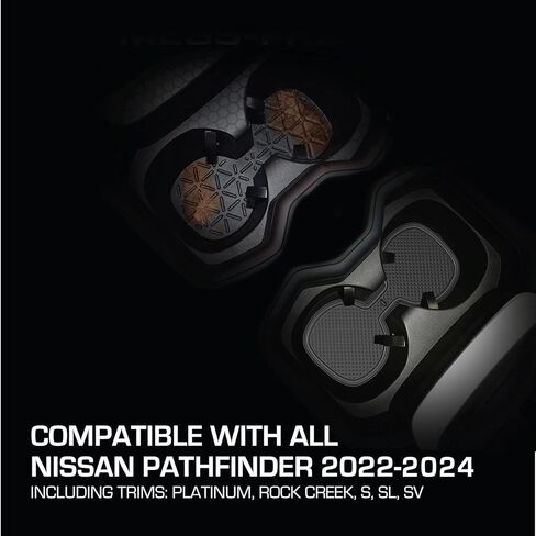 CupHolderHero Fits with Nissan Pathfinder Accessories 2013-2024 - Premium Custom Interior Non-Slip Anti Dust Cup Holder Inserts, Center Console Liner Mats, Door Pocket Liners 25pc Set (Black Trim) in Kuwait