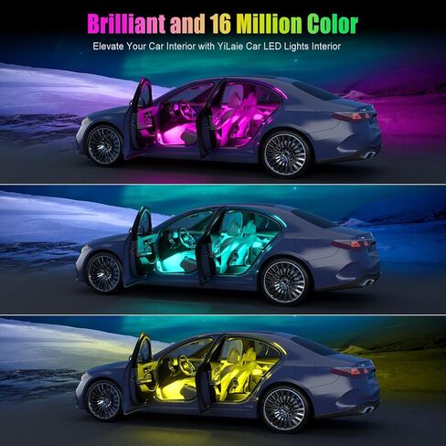YiLaie LED Car Lights Interior,Smart Car LED Lights Interior with App Control, RGB LED Lights for Car Interior with Music Mode,Cool Car Accessories interior,DC 12V in Kuwait
