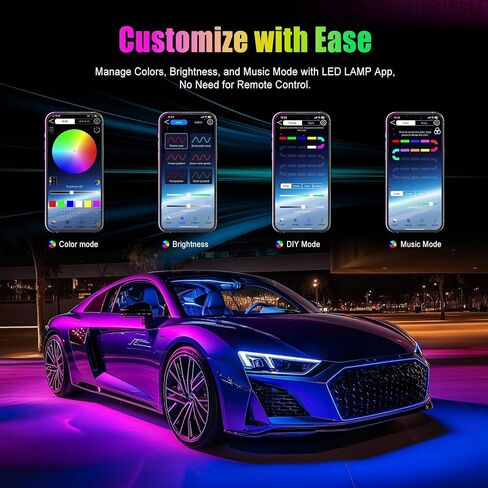 YiLaie LED Car Lights Interior,Smart Car LED Lights Interior with App Control, RGB LED Lights for Car Interior with Music Mode,Cool Car Accessories interior,DC 12V in Kuwait