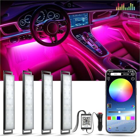 YiLaie LED Car Lights Interior,Smart Car LED Lights Interior with App Control, RGB LED Lights for Car Interior with Music Mode,Cool Car Accessories interior,DC 12V in Kuwait