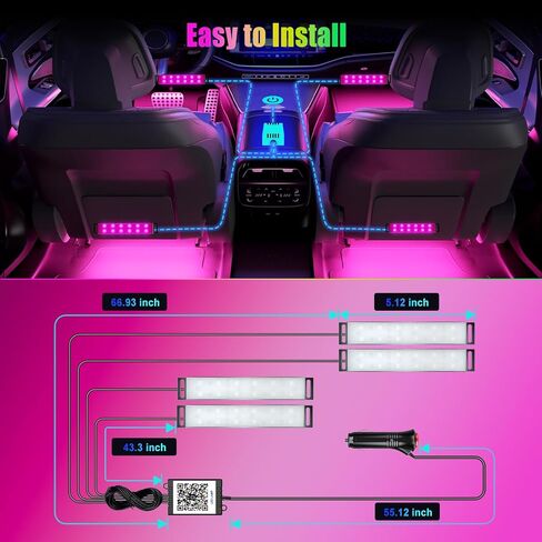 YiLaie LED Car Lights Interior,Smart Car LED Lights Interior with App Control, RGB LED Lights for Car Interior with Music Mode,Cool Car Accessories interior,DC 12V in Kuwait