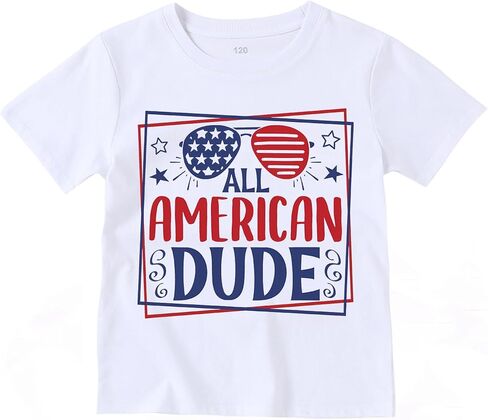 Boys Girls 4th of July Shirts American Flag Patriotic Independence Day T-Shirts Kids Tees Short Sleeve Tops 3-10T in Kuwait