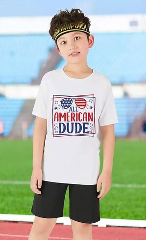 Boys Girls 4th of July Shirts American Flag Patriotic Independence Day T-Shirts Kids Tees Short Sleeve Tops 3-10T in Kuwait