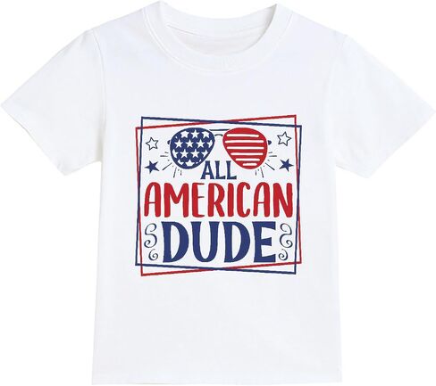 Boys Girls 4th of July Shirts American Flag Patriotic Independence Day T-Shirts Kids Tees Short Sleeve Tops 3-10T in Kuwait