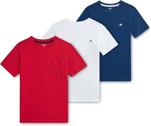 قمصان Aeropostale Boys النشطة-3 عبوة ناعمة جيرسي Crew Neck Short Logo Tees Pocket Pocket for Boys (الأحجام: 8-16) in Kuwait