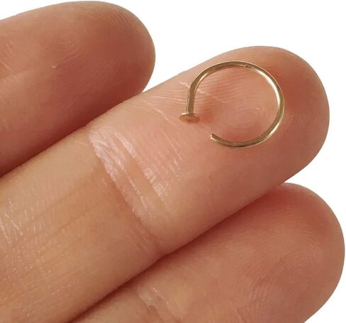24G Rose Gold Nose Ring Hoop - Delicate Feminine Adjustable 24 Gauge 6mm - 7mm Piercing Jewelry for Women in Saudi Arabia