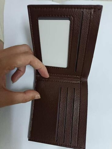 Ultra thin synthetic leather men's wallet, easy to carry, compact design, safe for holding cash cards, black, brown, suitable for personal use and gift giving (brown) in Saudi Arabia
