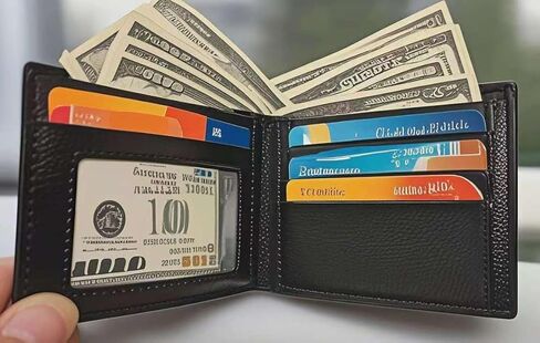 Ultra thin synthetic leather men's wallet, easy to carry, compact design, safe for holding cash cards, black, brown, suitable for personal use and gift giving (brown) in Kuwait