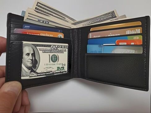 Ultra thin synthetic leather men's wallet, easy to carry, compact design, safe for holding cash cards, black, brown, suitable for personal use and gift giving (brown) in Kuwait