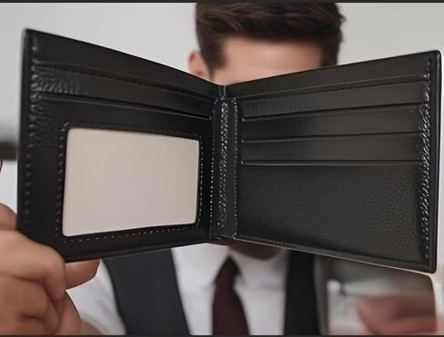 Ultra thin synthetic leather men's wallet, easy to carry, compact design, safe for holding cash cards, black, brown, suitable for personal use and gift giving (brown) in Kuwait