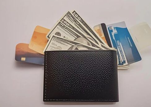 Ultra thin synthetic leather men's wallet, easy to carry, compact design, safe for holding cash cards, black, brown, suitable for personal use and gift giving (brown) in Kuwait