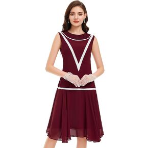 BABEYOND Women’s 1920s Inspired Dress - Flapper Dress Low-Waist Dress Sleeveless Party Chiffon Dress for Women