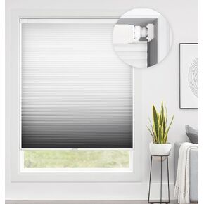 LazBlinds No Tools No Drill Cordless Cellular Shades, Gradient Window Blinds Light Filtering Honeycomb Blinds for Window Size 34" W x 64" H, Grey