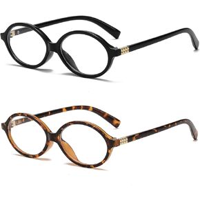 Fashion Oval Glasses for Women Men Retro Round Tortoise Frame Blue Light Glasses Nerd Eyeglasses (Black+Tortoise)