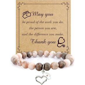 Nurse Gifts for Women,Cool School Nurse Week Appreciation Graduation Practitioner Retirement Thank You Thanksgiving Essentials Accessories for Work Christmas Valentines Gifts Bracelet Female Ideas