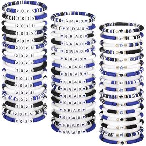 Jadive 48 Pcs Class of 2025 Bracelets Bulk Graduation Friendship Bracelets 2025 End of Year Graduation Gifts for Students Her and Him 5th College Senior High School Congrats Grad Party Favor