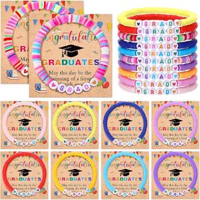 40 Set Graduation Friendship Bracelets Colorful 2025 Graduation Senior Night Gifts Adjustable Congrats Grad Beaded Bracelets with Cards for College Grad Party Favors Senior High School
