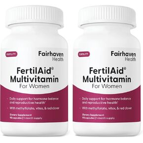 Fairhaven Health FertilAid for Women | Prenatal Vitamin Fertility Supplements for Women | Conception for Her with Vitex and Folate | Support Cycle Regularity and Ovulation* | 90 Vegan Capsules in Kuwait