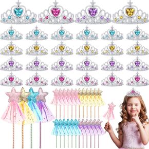 Janinka 48 PCS Princess Party Favors 24 Tiara Croون
