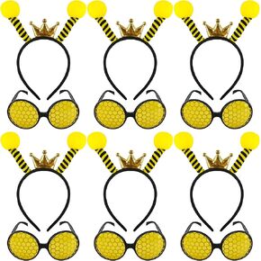 12 Pcs Bee Headband Glasses Set Bee Headband with Sunglasses for Adults Kids New Year Cosplay Costume Accessories