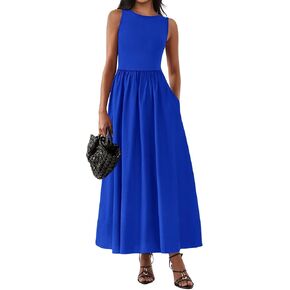 KIRUNDO Summer Dresses for Women 2025 Sleeveless Midi Maxi Dress Tank Patchwork Knit A Line Semi Formal Flowy Long Sundress