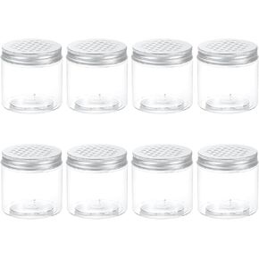 HARFINGTON 8 Pcs Aluminium Tins with Hollow Lids 6.8oz / 200ml Empty Scent Beads Storage Container Round Refillable Spice Plastic Jar Sample for Air Freshener Candles Travel Storage