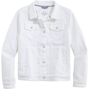 vineyard vines Girls' White Denim Jacket