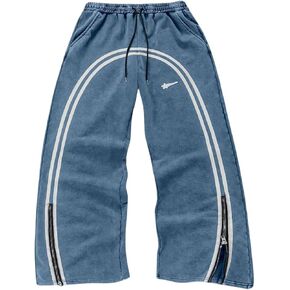 Soly Hux Side Men Proompants Preshring raintring Zipper Baggy Wide Streetwear