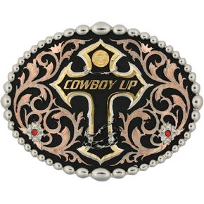 Montana Silversmith Tri Color Cowboy Up Attitude Belt Buckle - 60990