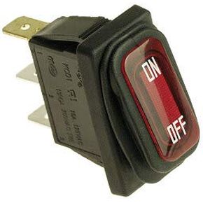 On/Off Power Switch for Razor - KCD1 Red Illuminated On-Off Switch for Razor E100, E200, E300, Crazy Cart, GF, Drifter, Dune Buggy - Heavy Duty Waterproof Rubber Boot On Off 3-Pin Toggle Switch