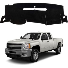 Dash Cover for Chevy Silverado 2007-2013 Accessories Dashboard Cover Mat for GMC Sierra SL/SLE/WT 2007-2013 Models with Two Glove Boxes Flannel Dash Board Protector Pad