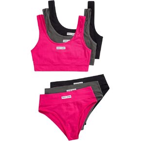 Women's 3 Pack Lingerie Sets Letter Wireless Bralettes No Show Bra and Panty Comfy Nightwear Matching Underwear Sets
