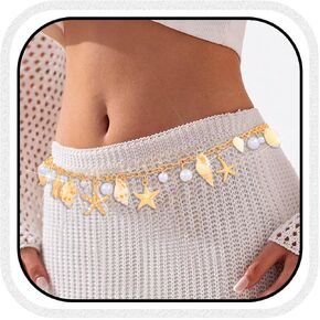 Bodiy Gold الخصر السلسلة Starfish Belly Chain Seashell Bikini سلسلة الصيف شاطئ الخصر
