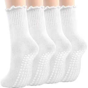 GRPSKCOS NON SLIP YOGA SOCKS 4 أزواج من النساء PILATES قبضة الجوارب لليوغا Barre Home Workout Size 5-8