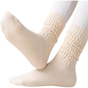 جوارب اليوغا المترهل للنساء Grippy Non Slip Scrunch Cotton Pilates ، Dance ، Barre ، Gym Girl's Barefoot Soft Boot Socks