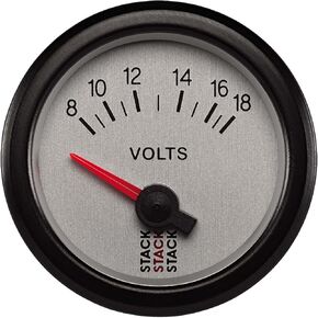 Stack ST3286 Silver 52mm 8-18V Battery Voltage Electric Gauge