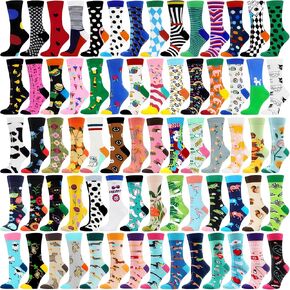 WeciBor 36 Pairs Colorful Pattern Funny Crew Cotton Socks for Women Random Bulk Pack