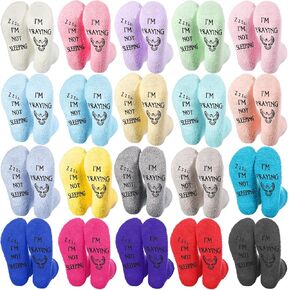 20 Pairs Funny Christian Socks Praying Fuzzy Religious Gifts Bulk, I'm Not Sleeping, I'm Praying Novelty Jesus Socks for Adults Men Women Appreciation Religious Gifts, 20 Colors