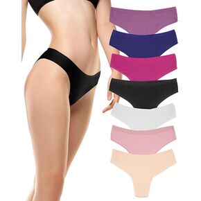 7 Pack Cotton Underwear for Women Sexy Low Rise Ribbed Hipster Breathable Soft Bikini Panties Cheeky