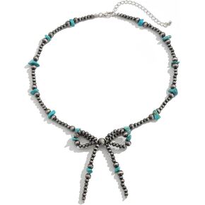 قلادة قوس Navajo Pearl - المجوهرات الغربية للنساء ، أسلوب رعاة البقر الريفي ، قلادة لؤلؤة أنيقة ، مجوهرات غربية أنيقة للنساء