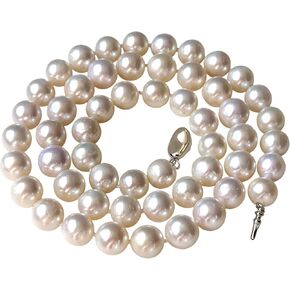 II Round Pearl II White Pearl Necklace أصلي مياه عذبة مثقف (8.0-8.5 مم ؛ قلادة 18 بوصة)
