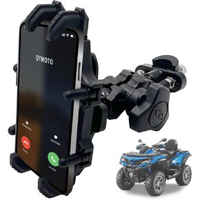 QYMOTO ATV Phone Holder,Heavy Duty Handlebar Mount 360 Cellphone Holder Clamp Compatiable with CFMOTO Cforce,Polaris Sportsman,Can am Outlander,Kawasaki Motorcycle,Bike,Scooter,No Vibration