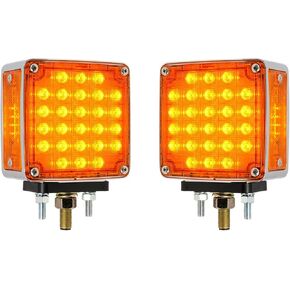 GG Grand General 74714 Square Smart Dynamic Double Face Amber/Red LED Pedestal Light for Trucks, Towing, Trailers, RVs and Buses – Twin Pack 2