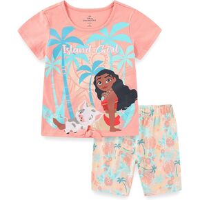 Disney Moana Girls 2 Piece Jersey Top and Shorts Set for Toddler and Big Kids
